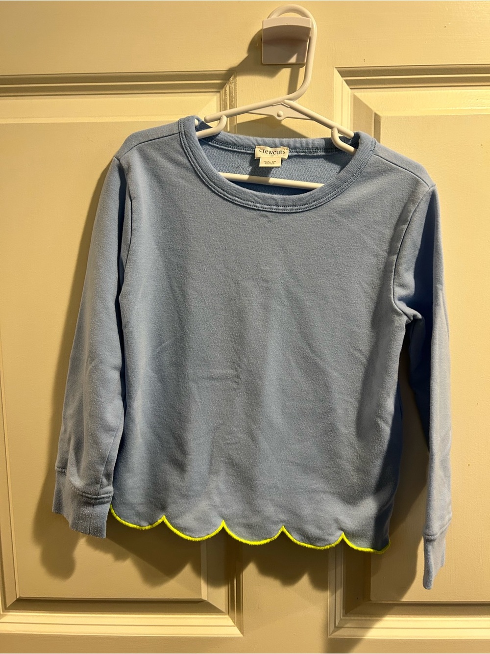 Crewcuts Light Blue Long-Sleeve Top with Neon Yellow Scalloped Hem